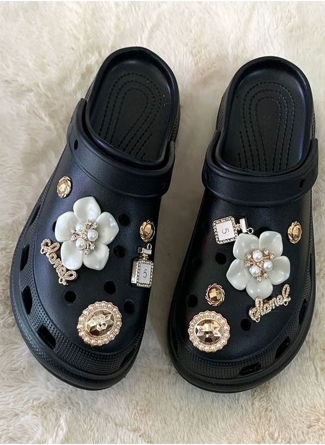 Realfrog 12 Pcs Bling Shoe Charms for Women, Bling Croc Charms Pearl Shoe Charms with Shoe Chains Crystal Rhinestone Shoe Charms DIY Shoe Decoration Charms for Croc Clog Sandals Fit Party Favors Birthday Gifts  - Image 5