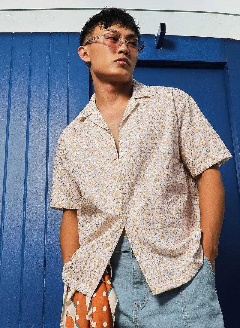 كامبوس سوترا قميص هندسي مطرز