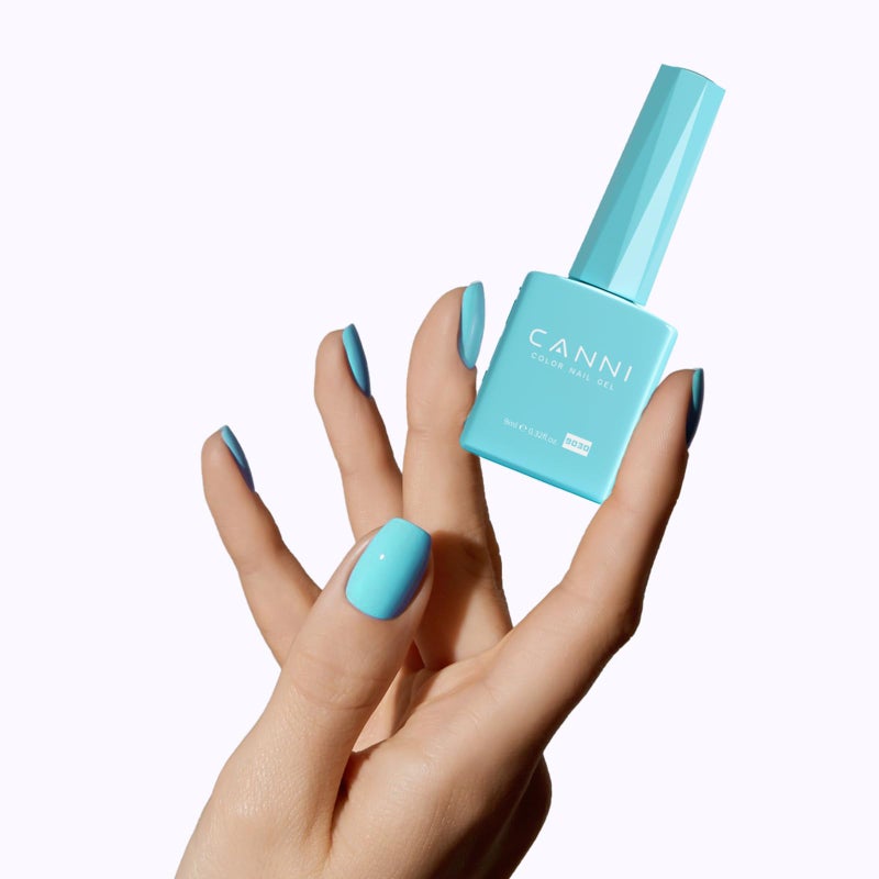 CANNI Pastel Blue Gel Nail Polish, 1Pcs Light Baby Blue Gel Polish Color High Gloss Soak Off U V French Nail Manicure Salon DIY - Image 5