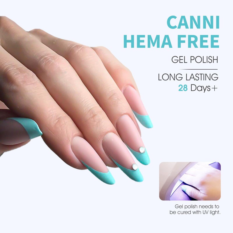 CANNI Pastel Blue Gel Nail Polish, 1Pcs Light Baby Blue Gel Polish Color High Gloss Soak Off U V French Nail Manicure Salon DIY - Image 3