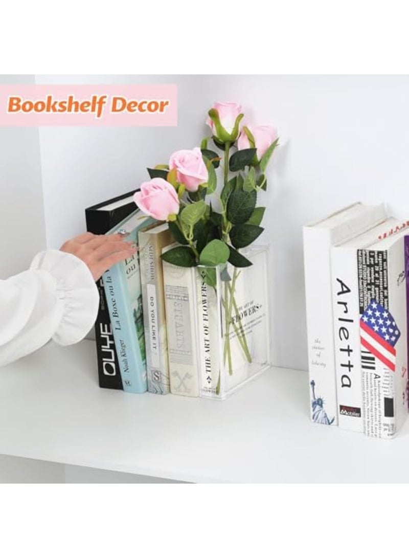 SYOSI مزهرية على شكل كتاب للزهور، هدية أنيقة لعشاق الكتب، ديكور جمالي للمنزل والمكتب، مزهرية زهور من الأكريليك الشفاف بتصميم كتاب فريد، مثالية للرفوف، غرفة النوم، وهدايا المعلمين (شفاف) - Image 3