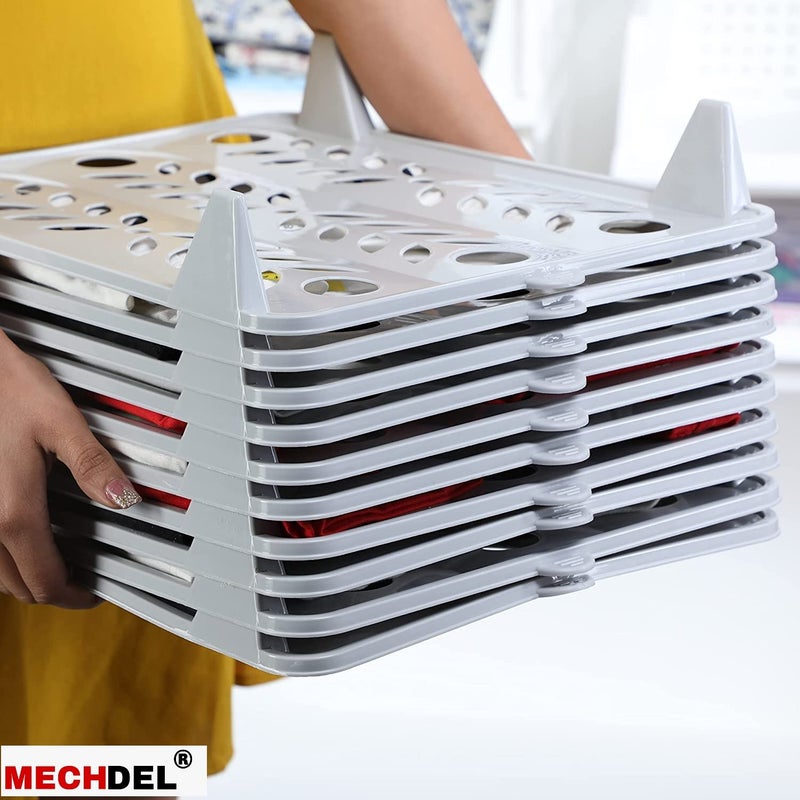 MECHDEL mechdel Plastic Cloth Rectangular Tray Wardrobe Organizer Cabinet Folding Board For Shirts TShirt Jeans Storage Rack Closet Tray Premium Big 5Pcs Set Grey  - Image 5