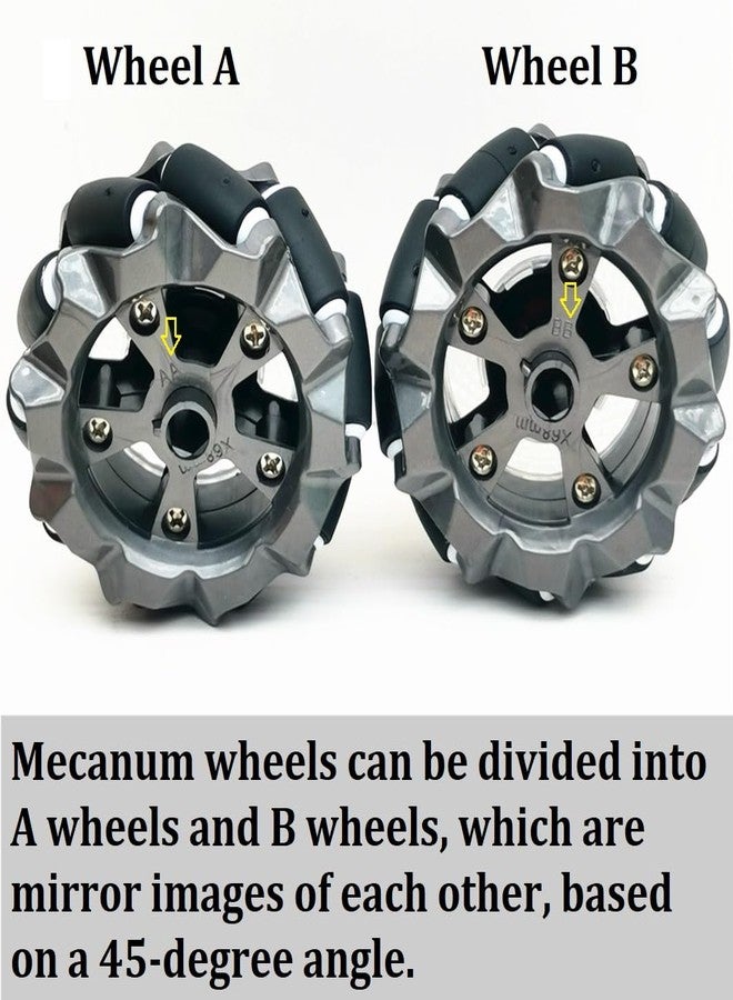 DWWTKL DIY Mecanum Robot Kit - 4WD Omnidirectional Wheels & Motors (4Pcs Wheels, 4Pcs TT Motor) - Image 3