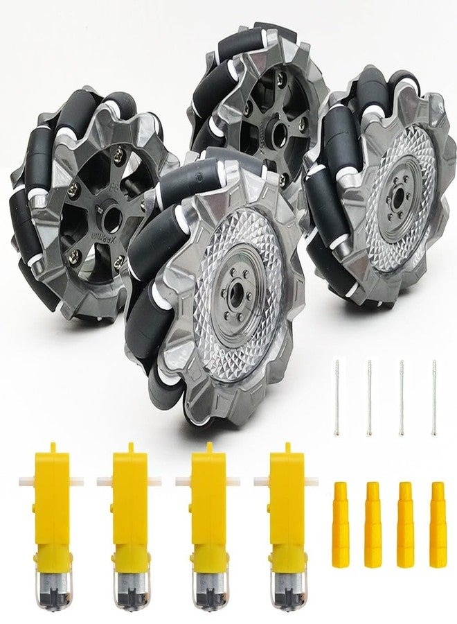 DWWTKL DIY Mecanum Robot Kit - 4WD Omnidirectional Wheels & Motors (4Pcs Wheels, 4Pcs TT Motor) - Image 1