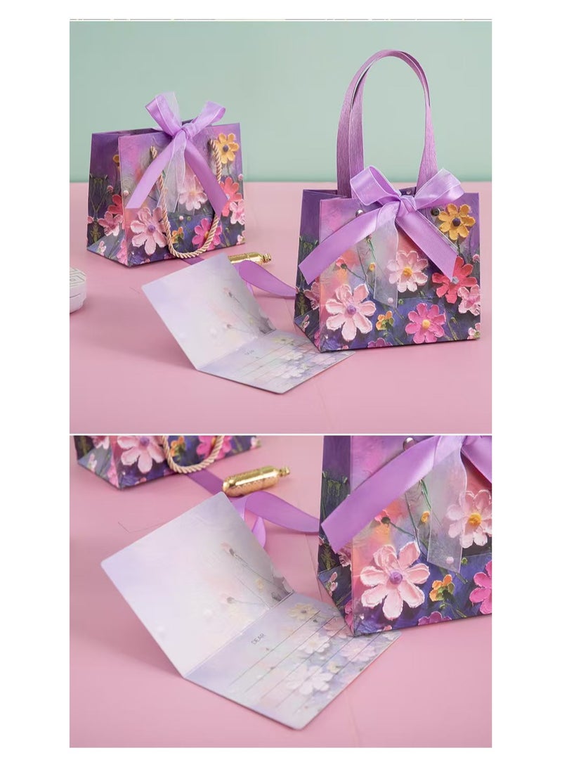 DELGREEN 3 Pcs Different Sizes， Color Gift Bag with Handle, Oil Painting Gift Paper Bags Medium Size Small Gift Bags Birthday Craft Paper Gift Bags for Presents,Birthdays, Mother's Day,Weddings, Party - Image 3