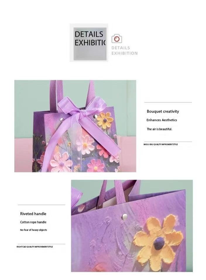 DELGREEN 3 Pcs Different Sizes， Color Gift Bag with Handle, Oil Painting Gift Paper Bags Medium Size Small Gift Bags Birthday Craft Paper Gift Bags for Presents,Birthdays, Mother's Day,Weddings, Party - Image 4