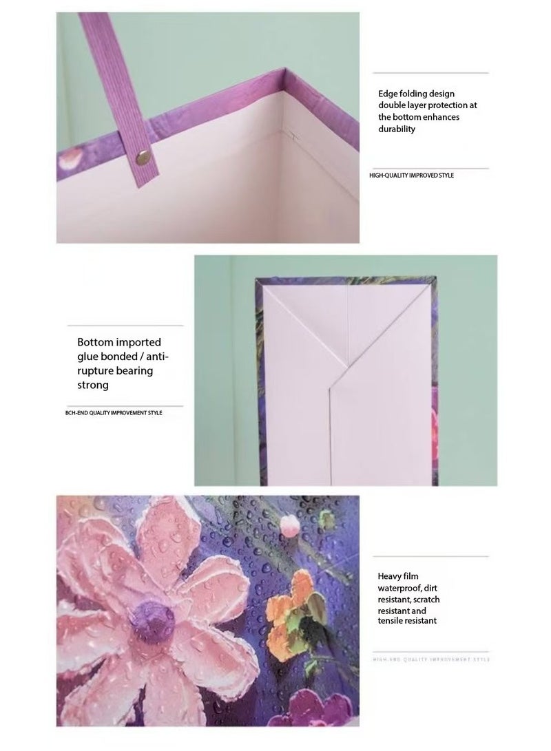 DELGREEN 3 Pcs Different Sizes， Color Gift Bag with Handle, Oil Painting Gift Paper Bags Medium Size Small Gift Bags Birthday Craft Paper Gift Bags for Presents,Birthdays, Mother's Day,Weddings, Party - Image 5