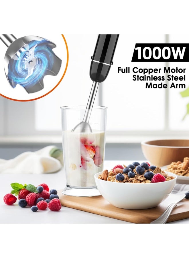 LBMT خلاط يدوي 1000 واط 5 في 1، خلاط كهربائي محمول باليد بـ 12 سرعة، دورق خلط سعة 600 مل، مفرمة سعة 500 مل، خفاقة، جهاز إزباد الحليب، لتحضير العصائر، طعام الأطفال، الصلصة - Image 5