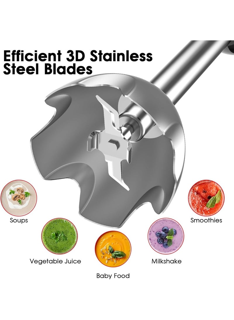 LBMT خلاط يدوي 1000 واط 5 في 1، خلاط كهربائي محمول باليد بـ 12 سرعة، دورق خلط سعة 600 مل، مفرمة سعة 500 مل، خفاقة، جهاز إزباد الحليب، لتحضير العصائر، طعام الأطفال، الصلصة - Image 4
