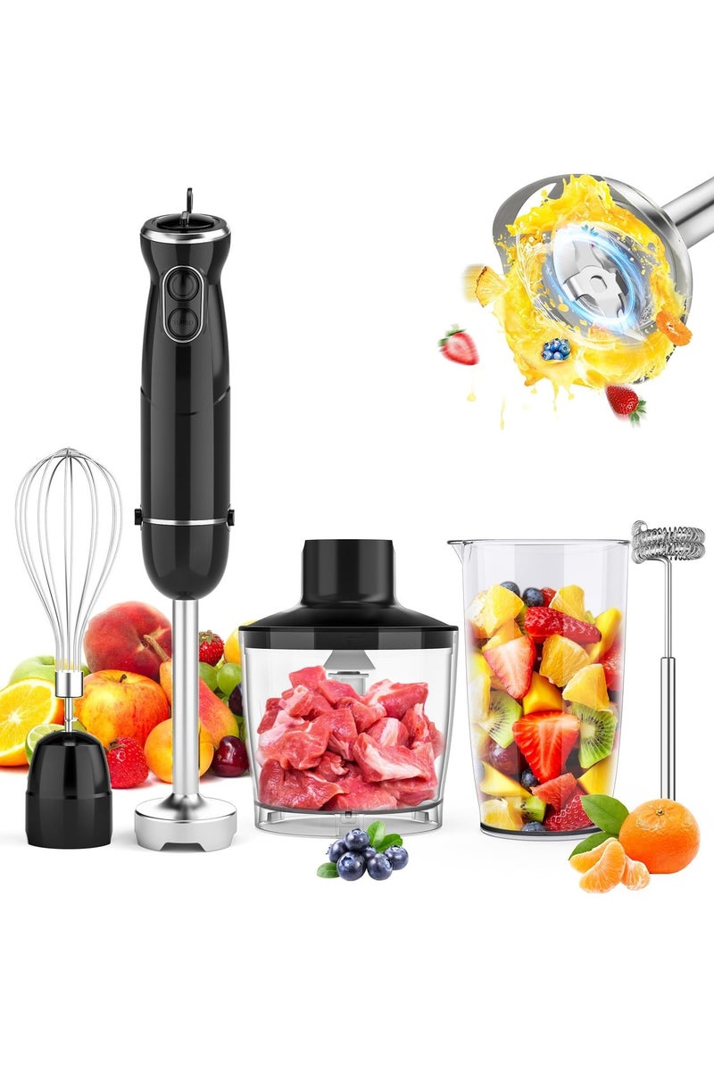 LBMT خلاط يدوي 1000 واط 5 في 1، خلاط كهربائي محمول باليد بـ 12 سرعة، دورق خلط سعة 600 مل، مفرمة سعة 500 مل، خفاقة، جهاز إزباد الحليب، لتحضير العصائر، طعام الأطفال، الصلصة - Image 1