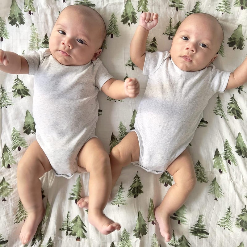 LifeTree Muslin Swaddle Blankets, Woodland Baby Swaddling Wrap Nursery Receiving Blanket for Boys & Girls Unisex, Soft 70% Viscose from Bamboo and 30% Cotton, Large 47 x 47 inches - Image 4