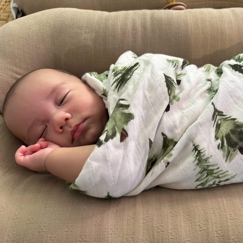 LifeTree Muslin Swaddle Blankets, Woodland Baby Swaddling Wrap Nursery Receiving Blanket for Boys & Girls Unisex, Soft 70% Viscose from Bamboo and 30% Cotton, Large 47 x 47 inches - Image 2