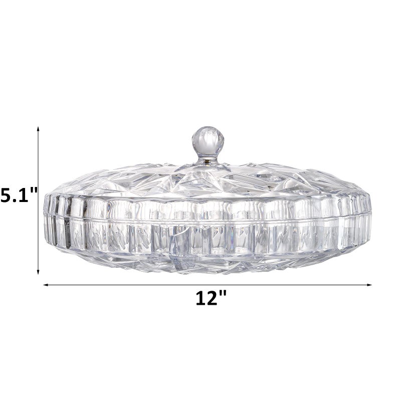 ZOOFOX Snack Serving Tray, 12" Appetizer Tray with Lid, 6 Compartments Round Plastic Food Storage Organizer for Dried Fruits, Nuts, Candies, Sweet Cookies and Fruits (Clear) - Image 2