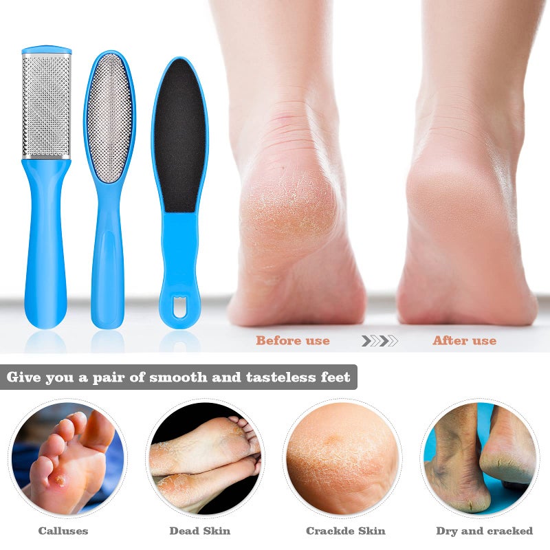 FINTOZER Pedicure Kits - Callus Remover for Feet, 23 in 1 Professional Manicure Set Pedicure Tools Stainless Steel Foot Care, Foot File Foot Rasp Dead Skin for Women Men Home Foot Spa Kit, Blue23 - Image 5