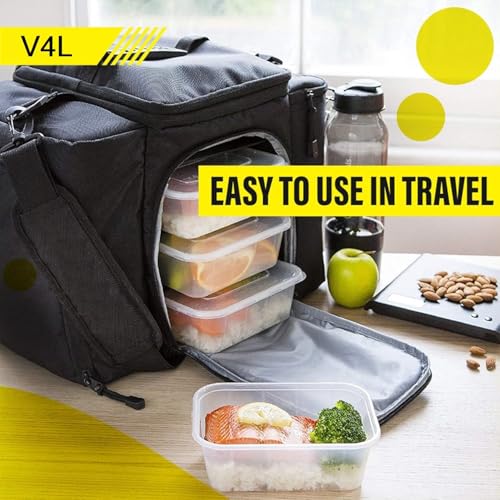 V4L Transparent Takeout Food Rectangular Containers Food Storage Containers With Lids Freezer Safe | Meal Prep | Microwavable Dishwasher | Leakproof | BPA Free (750ml Pack of 10) - Image 5