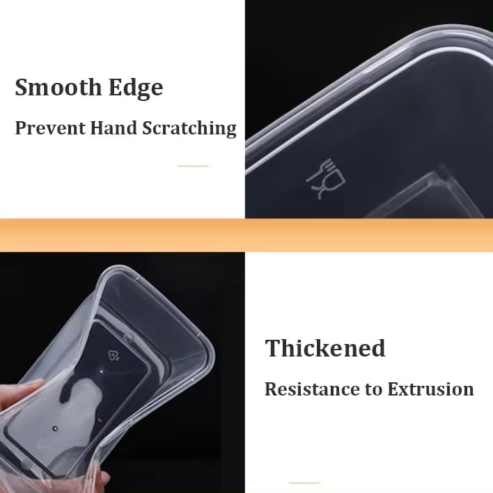 V4L Transparent Takeout Food Rectangular Containers Food Storage Containers With Lids Freezer Safe | Meal Prep | Microwavable Dishwasher | Leakproof | BPA Free (750ml Pack of 10) - Image 3