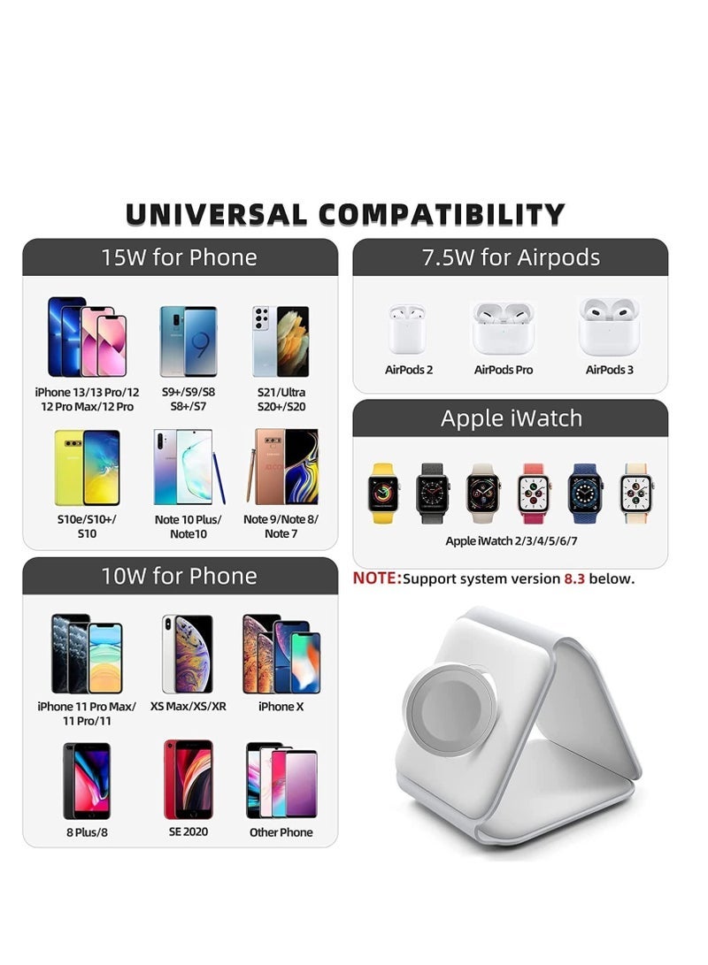 Gravity Wireless Charging, 3 in 1 Wireless Charger,Wireless Magnetic Fast Charging Foldable Dock station Charger for iPhone 13/12/11/8/Pro/Max,for iWatch,forAirPods 3/2/Pro and for Samsung - Image 4