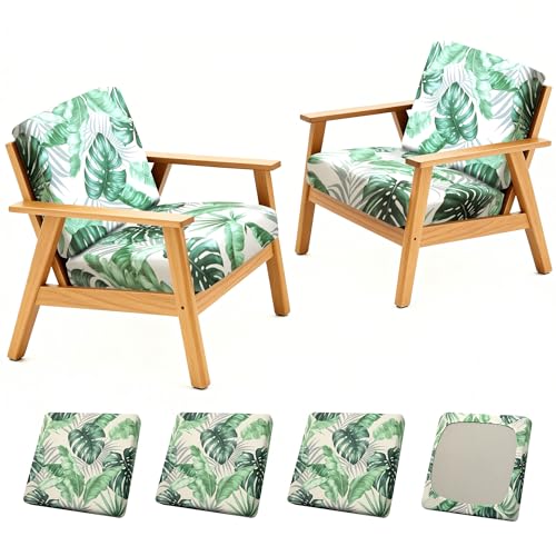 BIETYONE 4Pcs Patio Stretch Cushion CoversOutdoor Sofa Replacement Cover Slipcovers for Patio Furniture Cushion Covers Washable Reusable Furniture Protector - Image 1