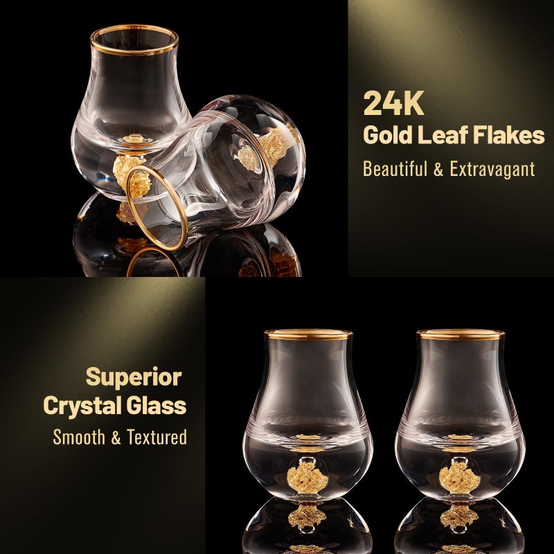 DUJUSTâ€Œ Elegant Curvaceous Shot Glass(1.5oz), Crystal Shot Glass Set Decorated with 24K Gold Leaf Flakes BPA-Free & Lead-Free, Perfect for DÃ©cor & Collection, Gift Choices - 6 pcs - Image 3