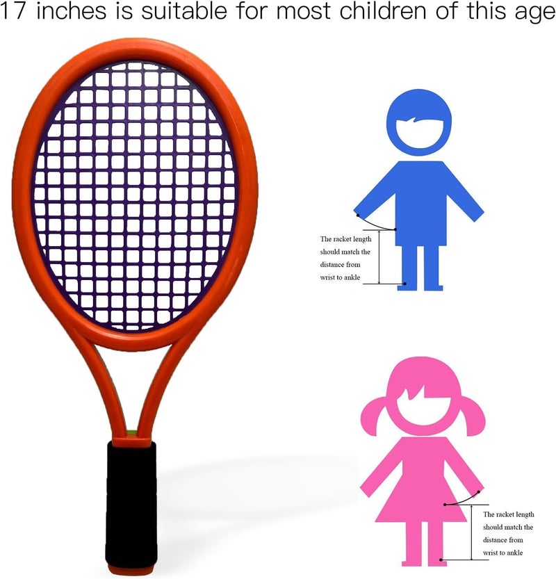Crefotu Tennis Racket Set for Children,17 Inch Racquet with 1 Tennis Balls,4 Badminton Shuttlecocks and 3 Soft Balls for Toddler Indoor/Outdoor Sports - Image 4