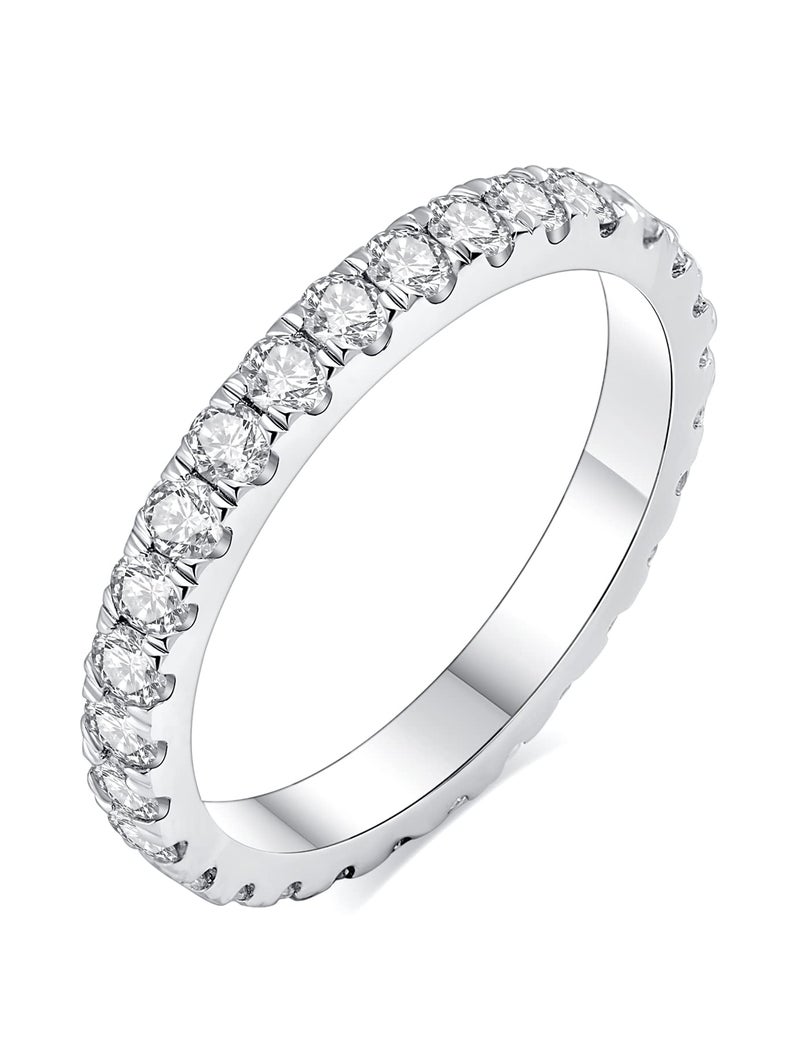 IMOLOVE Moissanite Wedding Band Wedding Rings for Women 925 Sterling Silver Rings with 18K White Gold Plated Eternity Stackable Engagement Ring Anniversary Band Size 6-et - Image 1