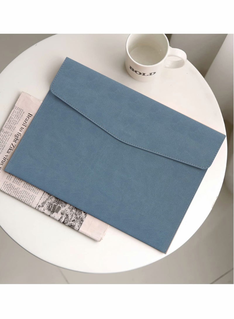 Generic File Folder, PU Leather A4 Document Holder Organizer Filing Envelope Portfolio Case Tablet Sleeve with Magnetic Snap Closure for Home School Office Stationery (Blue)  - Image 5