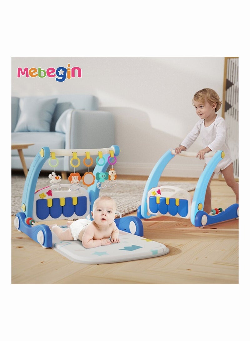 MEBEGIN 2 in 1 Baby Walker, Sit-to-Stand Learning Walker, Early Learning Push Toys with Kick-activated Piano and Multifunctional Removable Play Panel, Foldable Push Along Walker for Infants, Early Educational Child Activity Center - Image 3