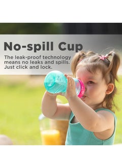 Nuby Nuby 3 Piece No-Spill Easy Grip Cup with Flex Straw, Clik It Lock Feature, Girl, 10 Ounce  - Image 3