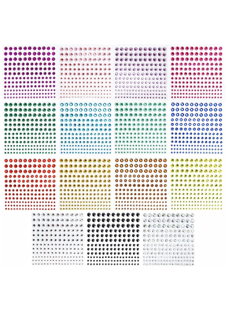 Rhinestone Stickers 2478Pcs Self Adhesive Facial Gem Stickers,4 Sizes 15 Colors for DIY Decorative Crafts, Nails, Makeup Festival, Holiday Cards  - Image 1