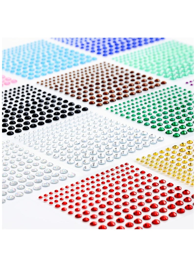 Rhinestone Stickers 2478Pcs Self Adhesive Facial Gem Stickers,4 Sizes 15 Colors for DIY Decorative Crafts, Nails, Makeup Festival, Holiday Cards  - Image 2