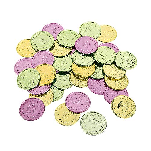 Fun Express - Mardi Gras Coins(4pbh=gr) for Mardi Gras - Toys - Value Toys - Play Money - Mardi Gras - 144 Pieces - Image 1