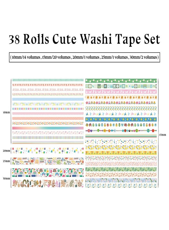 Bomichi Washi Tape, Aesthetic Colored Decorative Cute Scrapbook Tape for Scrapbooking Supplies Journaling Craft Junk Journal (Cute) - Image 4