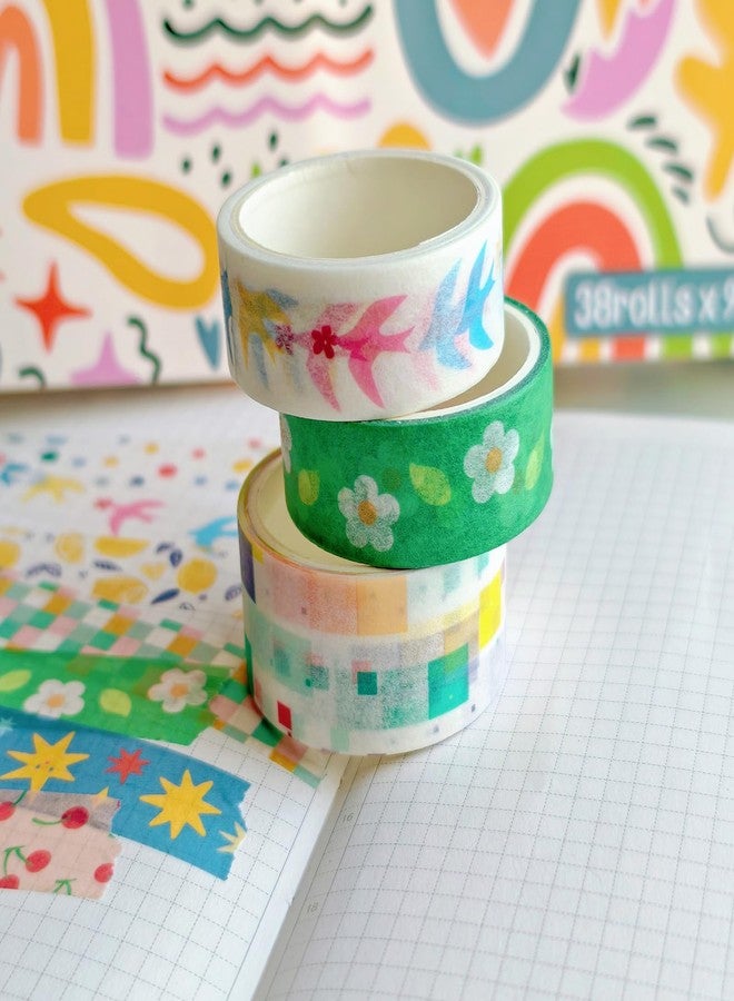Bomichi Washi Tape, Aesthetic Colored Decorative Cute Scrapbook Tape for Scrapbooking Supplies Journaling Craft Junk Journal (Cute) - Image 5