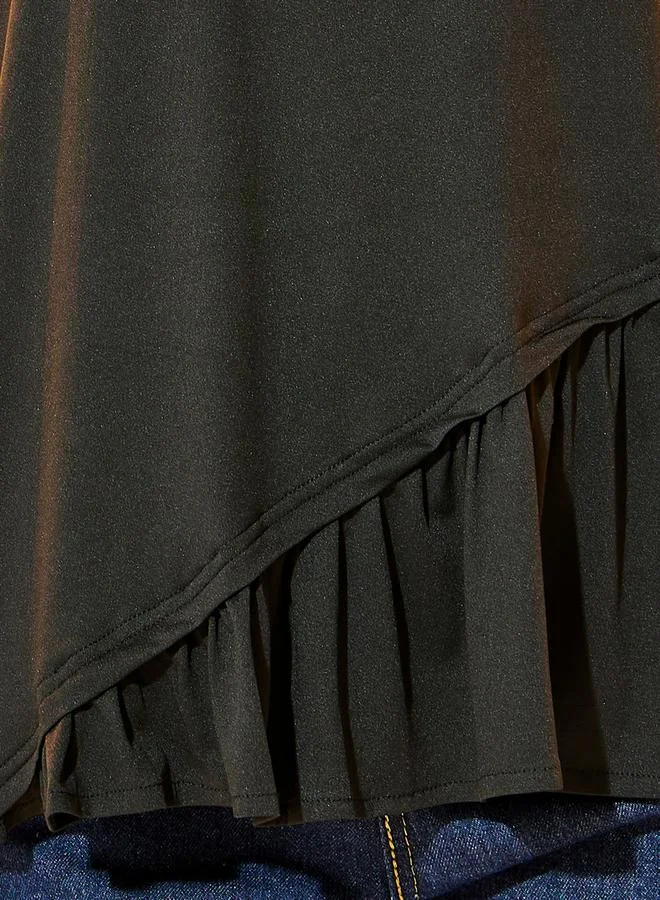 Take Two Solid Round Neck Ruffled Detail T-shirt