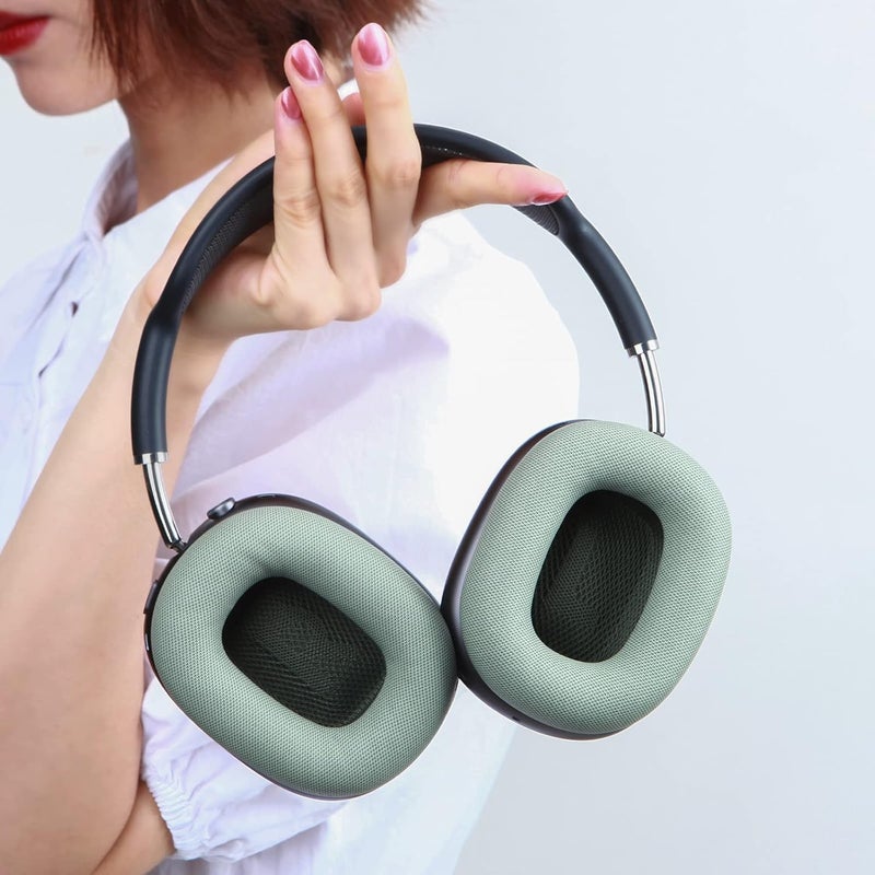 EARROCK Magnetic Ear Cushions for AirPods Max Silicone Ear Pads Replacement Ear Muffs EarCup Earpiece with Silica Gel, Protein Leather, Memory Foam Green, APMAX-17 - Image 3
