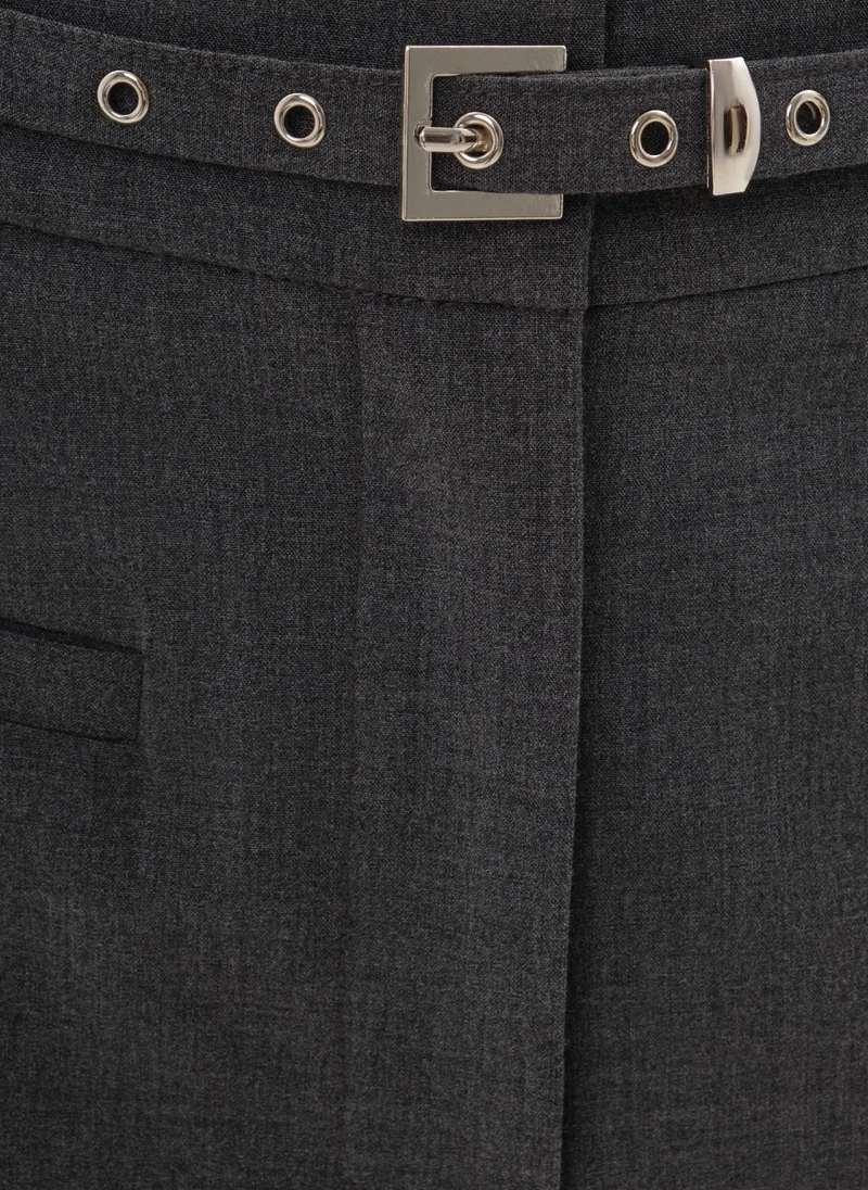 Lichi Knee-length mini skirt with imitation side pockets and a belt