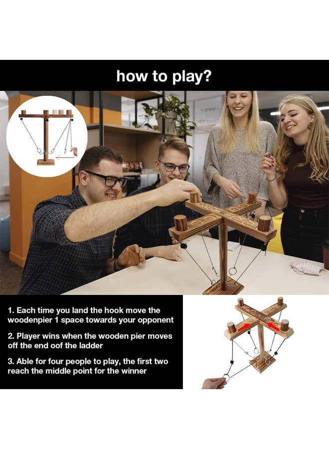 Ring Toss Game for Adults Up to 4 Players - Wooden Table Top Ring Hook Game - Easy to Assemble - Multiple Game Scenes - Classic Ring Toss Game for Adults  - Image 4