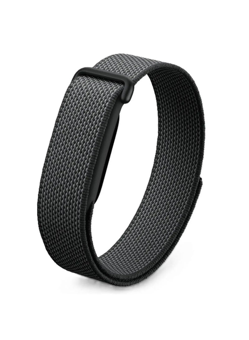 LOOP Woven Nylon Smart Band Strap, Adjustable Breathable Replacement Wristband for Fitness Tracker - Black - Image 1