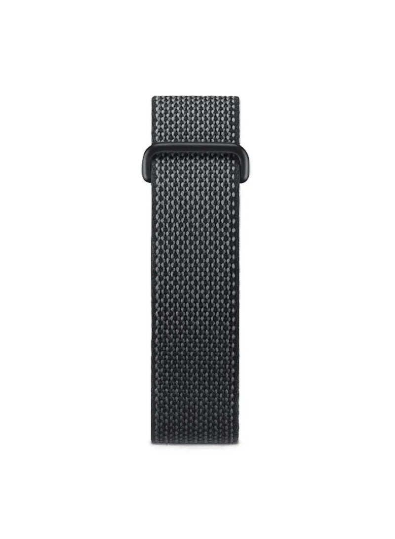 LOOP Woven Nylon Smart Band Strap, Adjustable Breathable Replacement Wristband for Fitness Tracker - Black - Image 2