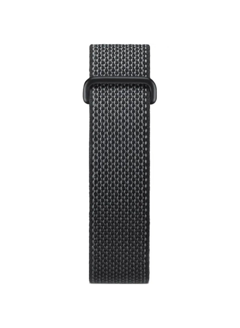 LOOP Woven Nylon Smart Band Strap, Adjustable Breathable Replacement Wristband for Fitness Tracker - Black - Image 4