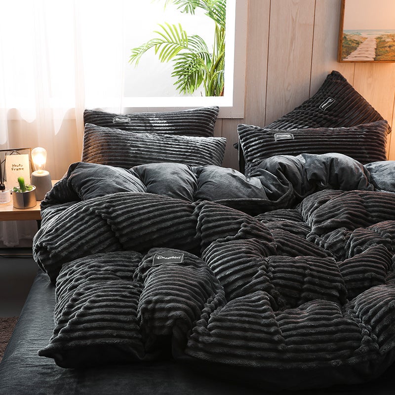 2026 Magic Velvet Four-Piece Set Coral Velvet Thickened Milk Velvet Duvet Cover Double-Sided French Velvet 4-Piece Set - Image 2