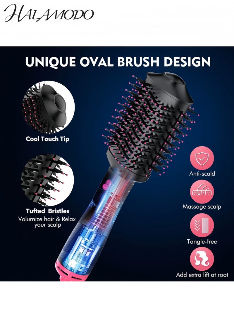 هالامودو مجفف شعر 4 في 1 فرشاة مجفف شعر ومكثف تصفيف خطوة واحدة فرشاة هواء ساخن احترافية مع أيونات سلبية مضادة للتجعد للتجفيف والتصفيف وصالون - Image 3