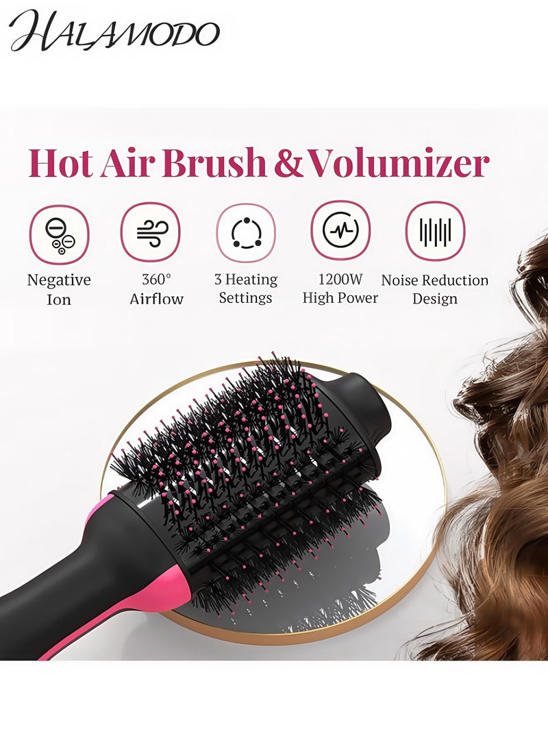 هالامودو مجفف شعر 4 في 1 فرشاة مجفف شعر ومكثف تصفيف خطوة واحدة فرشاة هواء ساخن احترافية مع أيونات سلبية مضادة للتجعد للتجفيف والتصفيف وصالون - Image 2