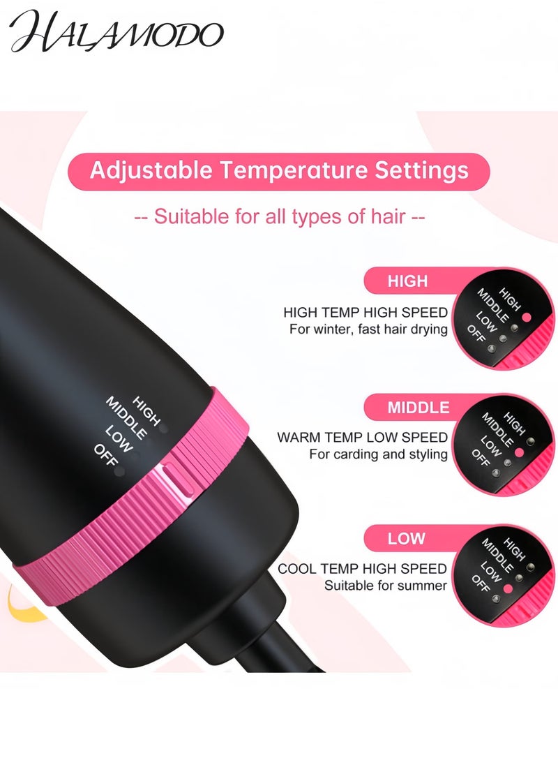 هالامودو مجفف شعر 4 في 1 فرشاة مجفف شعر ومكثف تصفيف خطوة واحدة فرشاة هواء ساخن احترافية مع أيونات سلبية مضادة للتجعد للتجفيف والتصفيف وصالون - Image 5