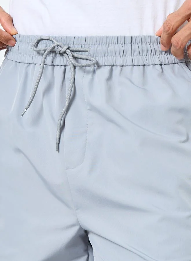 Styli Styli Men Grey Oversized Solid Shorts with Drawstring