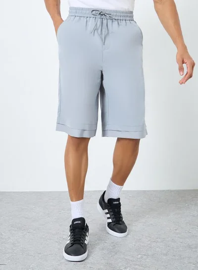Styli Styli Men Grey Oversized Solid Shorts with Drawstring