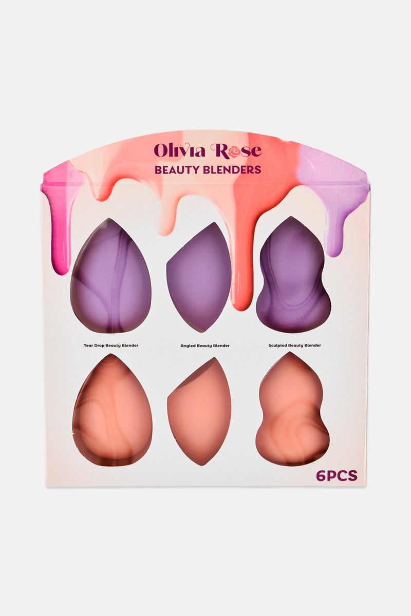 Olivia Rose 6 Pieces Beauty Blenders, Multicolor - Image 1