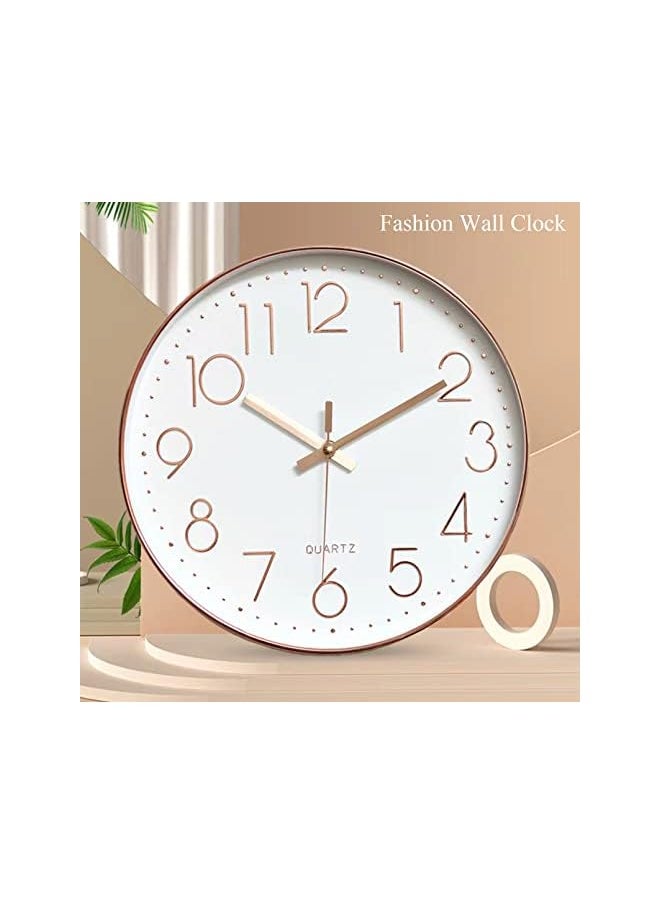 QUARTZ Wall Clock 12 inch Silent Non Ticking Round Wall Clocks Battery Operated Easy to Read for Living Room Home Office School(Gold)  - Image 2