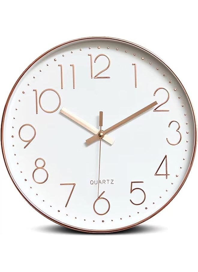 QUARTZ Wall Clock 12 inch Silent Non Ticking Round Wall Clocks Battery Operated Easy to Read for Living Room Home Office School(Gold)  - Image 1