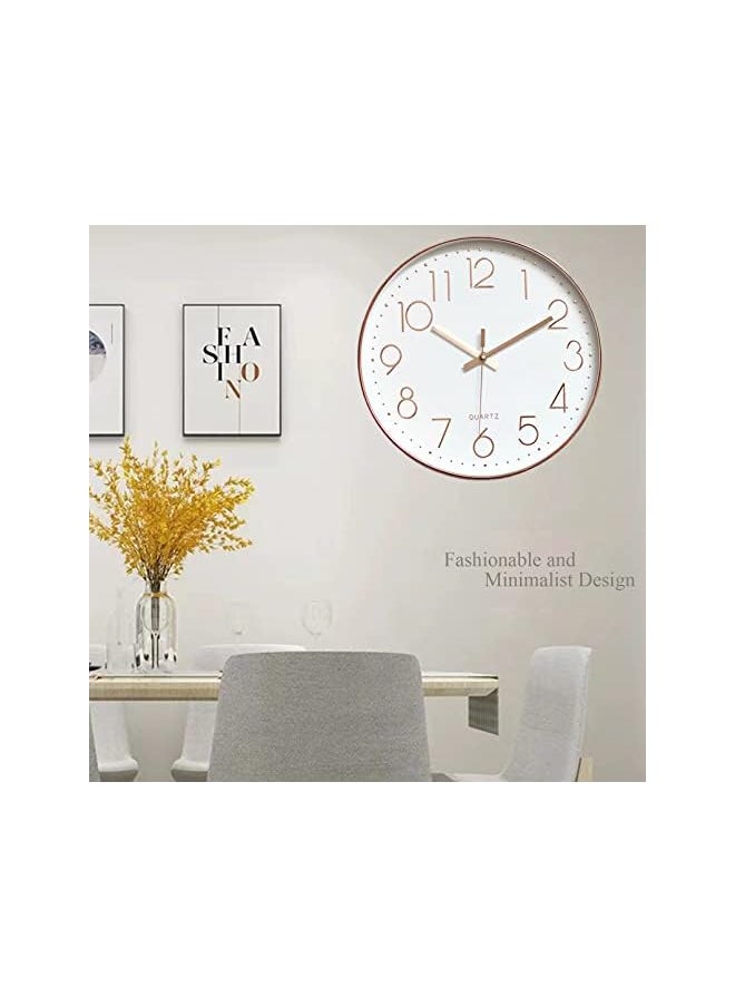 QUARTZ Wall Clock 12 inch Silent Non Ticking Round Wall Clocks Battery Operated Easy to Read for Living Room Home Office School(Gold)  - Image 3